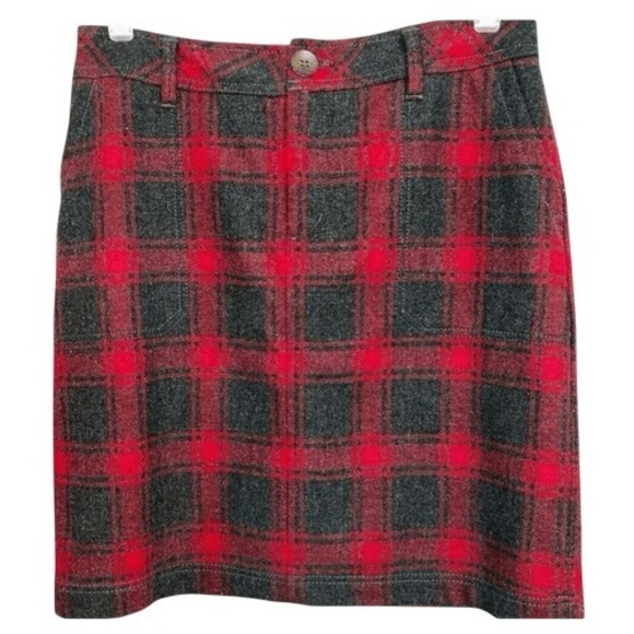 EDDIE BAUER Vintage Charcoal  Gray & Red Gingham Plaid Mini Skirt‎ EUC Size 8 - Picture 1 of 6